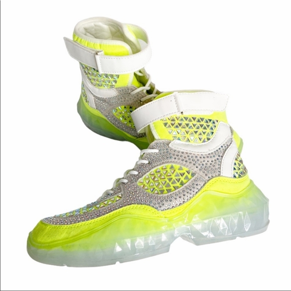 Cape Robbin Vada Rhinestone Embellished Sneakers Lime Green Size 6 🆕 - Picture 7 of 8